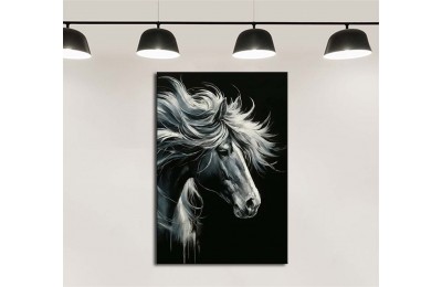 Yağlı Boya Görünüm Dekoratif Doru At Manzara Tablosu dkmr556