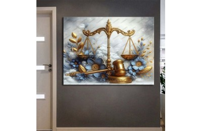Hukuk Bürosu, Avukatlık Bürosu, Adalet Temalı Dekoratif Tablo Adaletin Terazisi hkk30