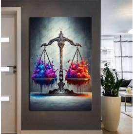 Hukuk Bürosu, Avukatlık Bürosu, Adalet Temalı Dekoratif Tablo  Adaletin Terazsi Renkli hkk36