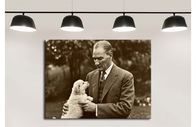 dkm-k64-19 Atataürk Yavru Köpek Severken Tablo 