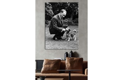 dkm-k64-22 Atataürk Yavru Köpek Severken Tablo 
