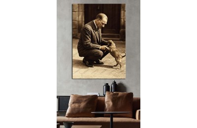 dkm-k64-23 Atataürk Yavru Köpek Severken Tablo 