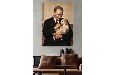 dkm-k64-25 Atataürk Yavru Köpek Severken Tablo 