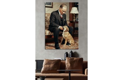 dkm-k64-26 Atataürk Yavru Köpek Severken Tablo 