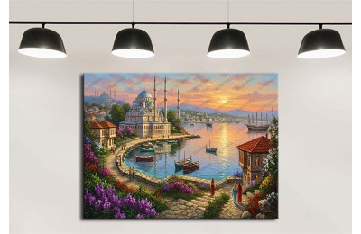 dkmr594 İstanbul Tasviri Yağlıboya Görünüm Dekoratif Tablo 