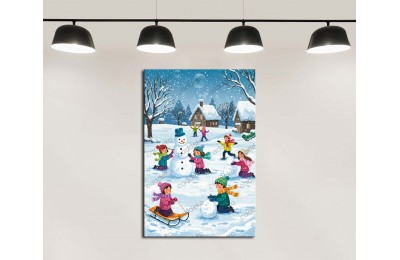 dkmr607 Kış Mevsimi Çocuklar İçin Dekoratif Tablo 