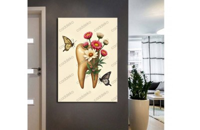 dsc662 Ağız ve Diş Polikliniği, Dişçi Tabloları, Diş Hekimi, Çiçekler ve Kelebekler Tablo