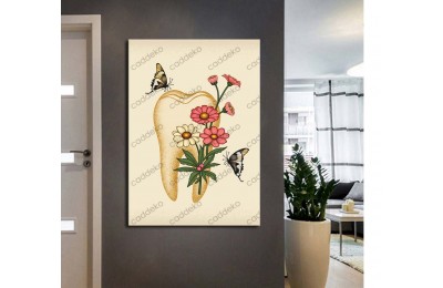 dsc663 Ağız ve Diş Polikliniği, Dişçi Tabloları, Diş Hekimi, Çiçekler ve Kelebekler Tablo