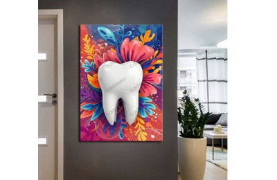 dsc675 Ağız ve Diş Polikliniği, Dişçi Tabloları, Diş Hekimi, Soyut Renkler Tablo