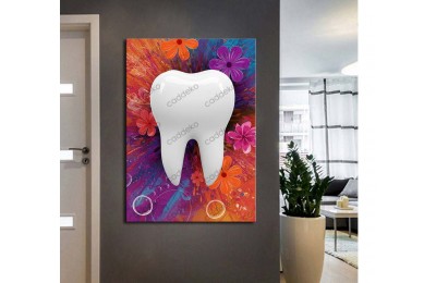 dsc676 Ağız ve Diş Polikliniği, Dişçi Tabloları, Diş Hekimi, Soyut Renkler Tablo