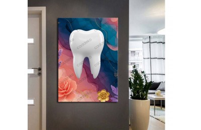 dsc677 Ağız ve Diş Polikliniği, Dişçi Tabloları, Diş Hekimi, Soyut Renkler Tablo