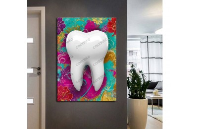 dsc678 Ağız ve Diş Polikliniği, Dişçi Tabloları, Diş Hekimi, Soyut Renkler Tablo