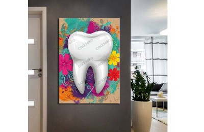 dsc679 Ağız ve Diş Polikliniği, Dişçi Tabloları, Diş Hekimi, Soyut Renkler Tablo
