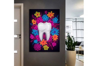 dsc685 Ağız ve Diş Polikliniği, Dişçi Tabloları, Diş Hekimi, Neon Renkler Tablo