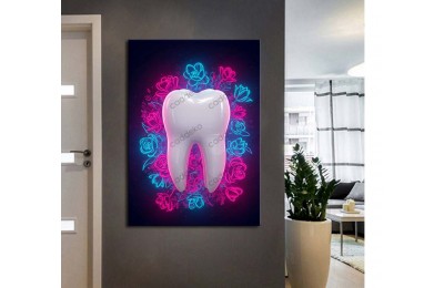 dsc686 Ağız ve Diş Polikliniği, Dişçi Tabloları, Diş Hekimi, Neon Renkler Tablo