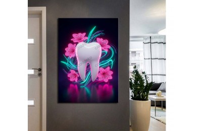 dsc688 Ağız ve Diş Polikliniği, Dişçi Tabloları, Diş Hekimi, Neon Renkler Tablo