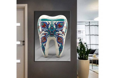 dsc699 Ağız ve Diş Polikliniği, Dişçi Tabloları, Diş Hekimi, Türk Çini Sanatı Süslemesi Tablo