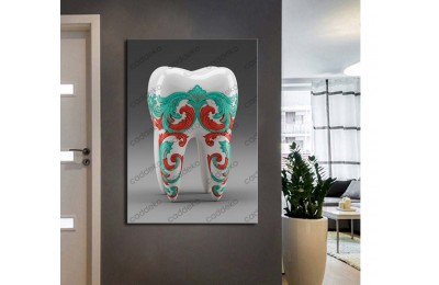dsc705 Ağız ve Diş Polikliniği, Dişçi Tabloları, Diş Hekimi, Barok Renkli Tablo