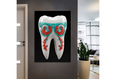 dsc706 Ağız ve Diş Polikliniği, Dişçi Tabloları, Diş Hekimi, Barok Renkli Tablo