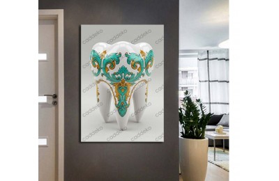 dsc708 Ağız ve Diş Polikliniği, Dişçi Tabloları, Diş Hekimi, Barok Renkli Tablo