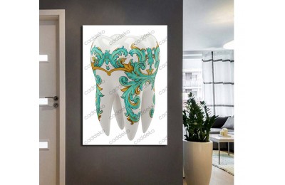 dsc709 Ağız ve Diş Polikliniği, Dişçi Tabloları, Diş Hekimi, Barok Renkli Tablo