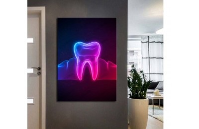 dsc717 Ağız ve Diş Polikliniği, Dişçi Tabloları, Diş Hekimi, Neon Renkler Tablo