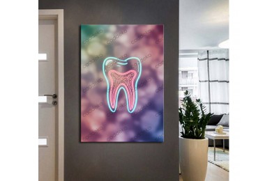 dsc719 Ağız ve Diş Polikliniği, Dişçi Tabloları, Diş Hekimi, Neon Renkler Tablo