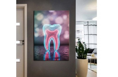 dsc720 Ağız ve Diş Polikliniği, Dişçi Tabloları, Diş Hekimi, Neon Renkler Tablo