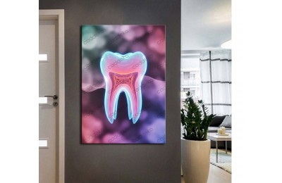 dsc721 Ağız ve Diş Polikliniği, Dişçi Tabloları, Diş Hekimi, Neon Renkler Tablo