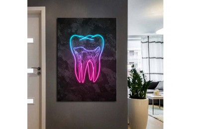 dsc722 Ağız ve Diş Polikliniği, Dişçi Tabloları, Diş Hekimi, Neon Renkler Tablo