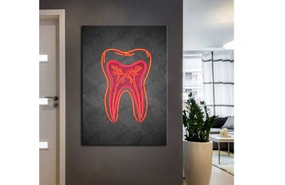 dsc723 Ağız ve Diş Polikliniği, Dişçi Tabloları, Diş Hekimi, Neon Renkler Tablo