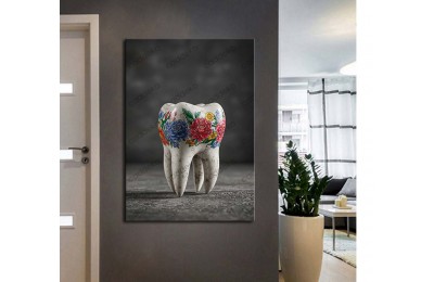 dsc751 Ağız ve Diş Polikliniği, Dişçi Tabloları, Diş Hekimi, Renkli Çiçekler Tablo