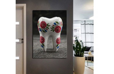 dsc753 Ağız ve Diş Polikliniği, Dişçi Tabloları, Diş Hekimi, Renkli Çiçekler Tablo