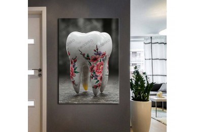 dsc754 Ağız ve Diş Polikliniği, Dişçi Tabloları, Diş Hekimi, Renkli Çiçekler Tablo