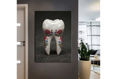 dsc755 Ağız ve Diş Polikliniği, Dişçi Tabloları, Diş Hekimi, Renkli Çiçekler Tablo