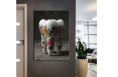 dsc756 Ağız ve Diş Polikliniği, Dişçi Tabloları, Diş Hekimi, Renkli Çiçekler Tablo