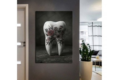 dsc757 Ağız ve Diş Polikliniği, Dişçi Tabloları, Diş Hekimi, Renkli Çiçekler Tablo