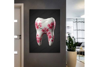dsc858 Ağız ve Diş Polikliniği, Dişçi Tabloları, Diş Hekimi, Kiraz Çiçekleri Tablo