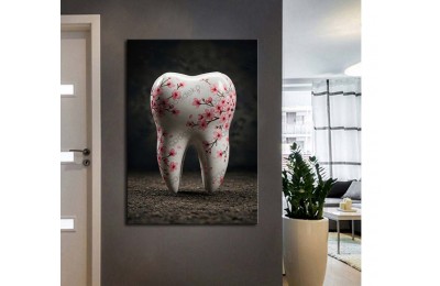 dsc861 Ağız ve Diş Polikliniği, Dişçi Tabloları, Diş Hekimi, Kiraz Çiçekleri Tablo