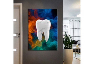 dsc863 Ağız ve Diş Polikliniği, Dişçi Tabloları, Diş Hekimi, Soyut Renkler Tablo