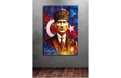 dkm-k64-31Atatürk Çok Renkli Kanvas Tablo
