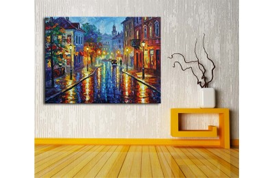 dkmr608 Dekoratif Çok Renkli Şehir Temalı Tablo