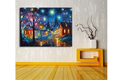 dkmr610 Dekoratif Çok Renkli Şehir Temalı Tablo