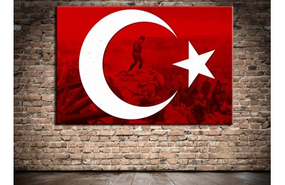 Atatürk Kocatepe ve Bayrak Özel Tasarım Kanvas Tablo ata246