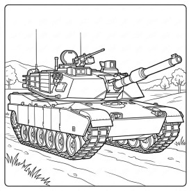 Tank Çocuklar İçin Yapışkanlı Kanvas Bezi Resim Boyama BYM-01
