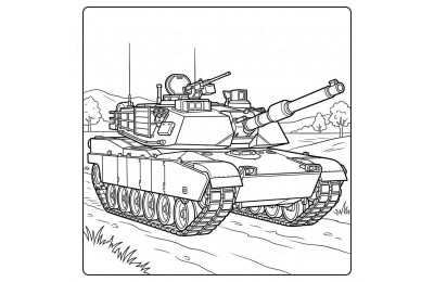Tank Çocuklar İçin Yapışkanlı Kanvas Bezi Resim Boyama BYM-01