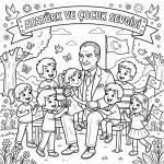 Atatürk ve Çocuk Sevgisi Çocuklar İçin Yapışkanlı Kanvas Bezi Resim Boyama BYM-22 Atatürk ve Çocuk Sevgisi Çocuklar İçin Yapışkanlı Kanvas Bezi Resim Boyama BYM-22