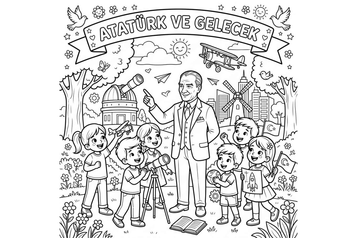 Atatürk ve Gelecek Çocuklar İçin Yapışkanlı Kanvas Bezi Resim Boyama BYM-24 Atatürk ve Gelecek Çocuklar İçin Yapışkanlı Kanvas Bezi Resim Boyama BYM-24