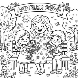 Anneler Günü Çocuklar İçin Yapışkanlı Kanvas Bezi Resim Boyama BYM-26