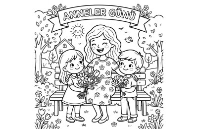 Anneler Günü Çocuklar İçin Yapışkanlı Kanvas Bezi Resim Boyama BYM-26